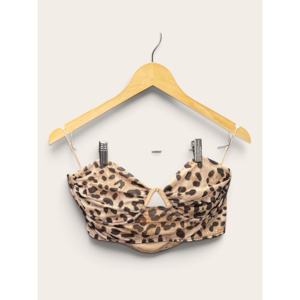 Rosevelvet Leopard Print Underwire Bandeau Tube Top 2X NWT Animal Print Cutout